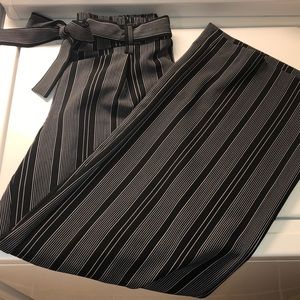 Black and white pinstriped fancy pants with a bow